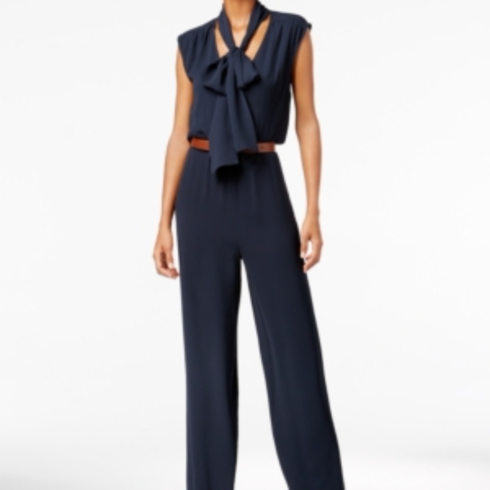 Michael Michael Kors Tie-Neck Wide-Leg Jumpsuit L
